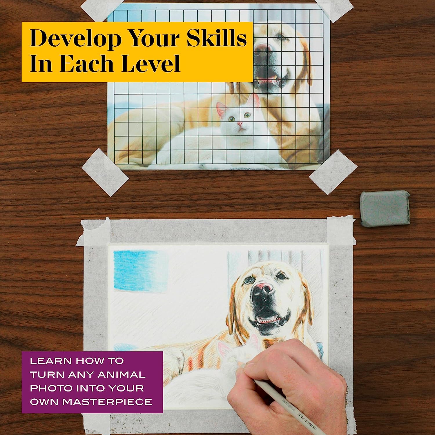 Prismacolor Technique, Art Supplies and Digital Art Lessons, Animal Drawings Set, Level 3, How to Draw Animals with Colored Pencils, and More, Includes Artist Roll Case, Dog, Cat & Pet Lesson, 28 Ct - Image 3